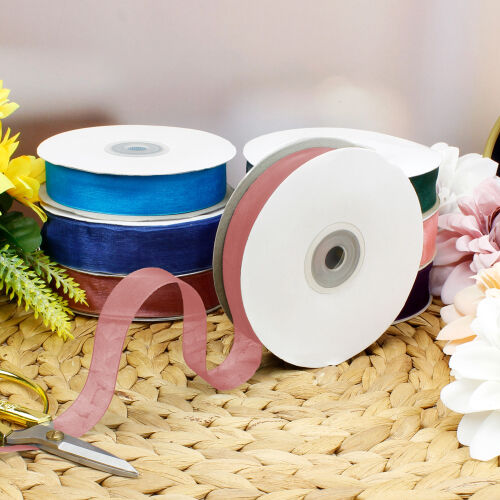 Çift Taraflı 2 Cm 50 Metre Organze Kurdele Pembe - Kare Dekor