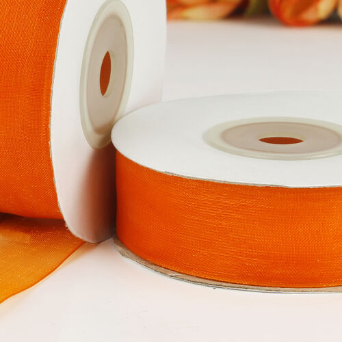 Çift Taraflı 2 Cm 25 Metre Organze Kurdele Turuncu - 2