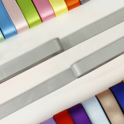 Çift Taraflı 2 Cm Saten Kurdele Açık Gri - 1