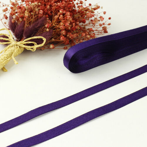 Çift Taraflı 1 Cm Saten Kurdele Koyu Mor - Toptanalim