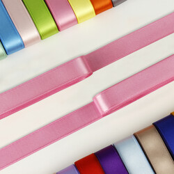 Çift Taraflı 2 Cm Saten Kurdele Pembe - 1