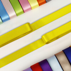 Çift Taraflı 2 Cm Saten Kurdele Sarı - 1