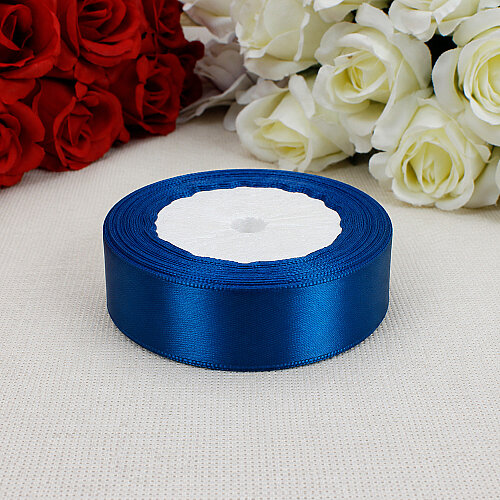 Çift Taraflı 2,5 cm Saten Kurdele Mavi 22 Metre - 3