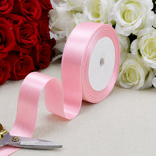 Çift Taraflı 2,5 cm Saten Kurdele Pembe 22 Metre - Toptanalim