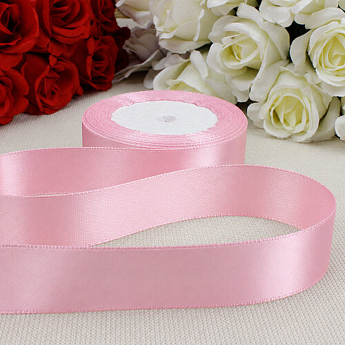 Çift Taraflı 2,5 cm Saten Kurdele Pembe 22 Metre - Toptanalim (1)