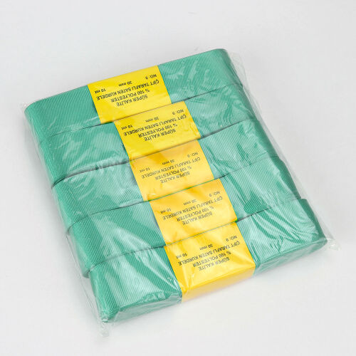 Çift Taraflı 3 Cm Grogren Kurdele Mint Yeşili - Kare Dekor (1)