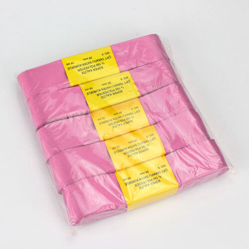 Çift Taraflı 3 Cm Grogren Kurdele Pembe - Kare Dekor (1)