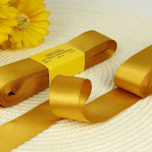 Çift Taraflı 3 Cm Saten Kurdele Gold - Toptanalim