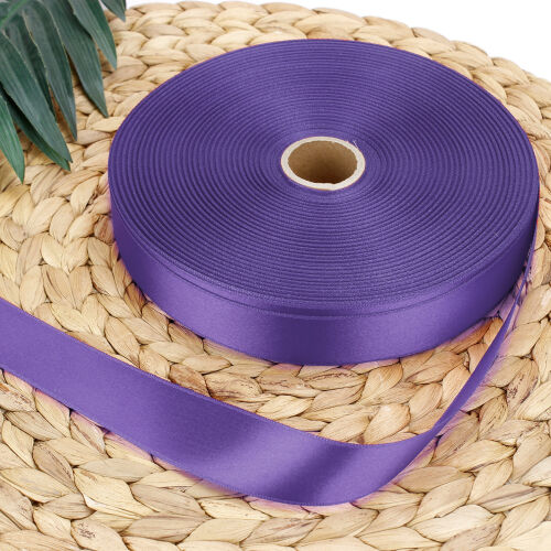 Çift Taraflı 3CM Saten Kurdele Açık Mor 100 Metre Bobin - Kare Dekor