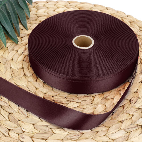 Çift Taraflı 3CM Saten Kurdele Bordo 100 Metre Bobin - Kare Dekor