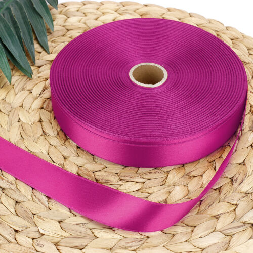 Çift Taraflı 3CM Saten Kurdele Pembe 100 Metre Bobin - Kare Dekor