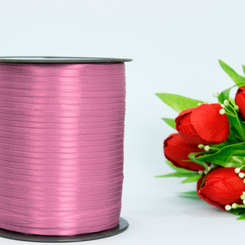 Çift Taraflı 3mm Saten Kurdele Pembe 750 Metre Makara - Kare Dekor