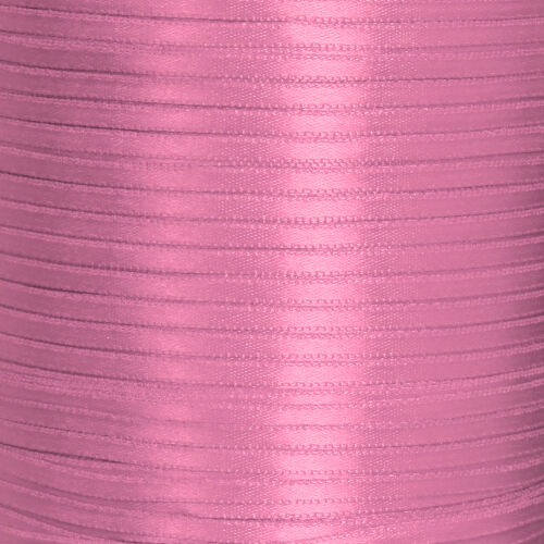 Çift Taraflı 3mm Saten Kurdele Pembe 750 Metre Makara - Kare Dekor (1)