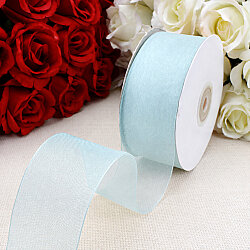 Çift Taraflı 4 cm Organze Kurdele Bebe Mavisi 50 Metre - 1