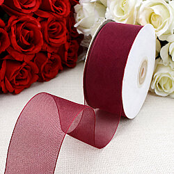 Çift Taraflı 4 cm Organze Kurdele Bordo 50 Metre - 1