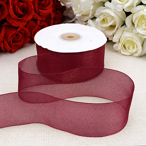 Çift Taraflı 4 cm Organze Kurdele Bordo 50 Metre - Toptanalim (1)