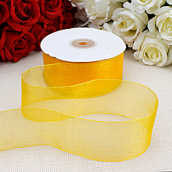 Çift Taraflı 4 cm Organze Kurdele Hardal Sarısı 50 Metre - 2