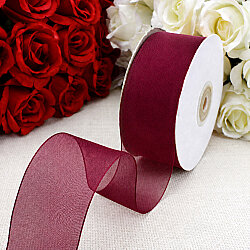  Çift Taraflı 4 cm Organze Kurdele Mürdüm 50 Metre - 1
