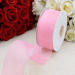 Çift Taraflı 4 cm Organze Kurdele Pembe 50 Metre - 1