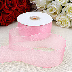 Çift Taraflı 4 cm Organze Kurdele Pembe 50 Metre - 2