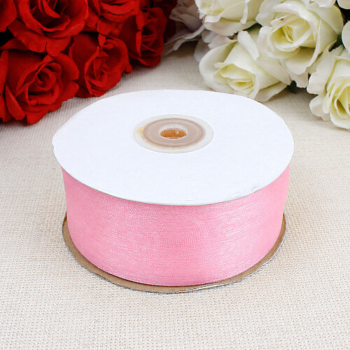 Çift Taraflı 4 cm Organze Kurdele Pembe 50 Metre - 3