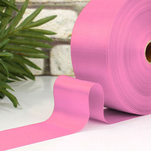Çift Taraflı 66mm Saten Kurdele Pembe 100 Metre Bobin - Kare Dekor (1)