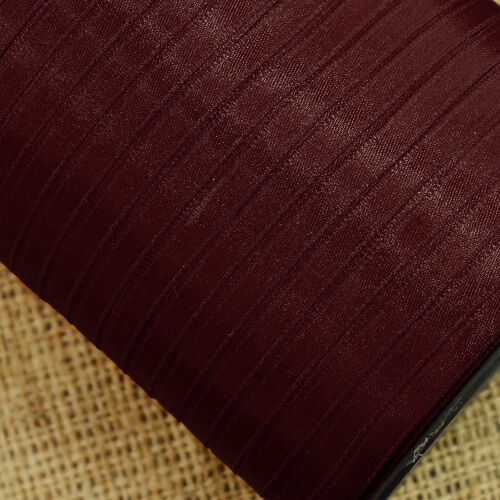 Çift Taraflı 6mm Saten Kurdele Bordo 500 Metre Makara - Kare Dekor (1)