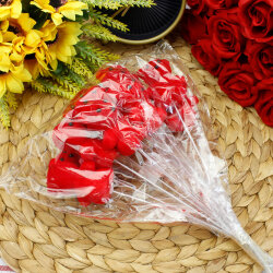 Çubuklu Kırmızı Strafor Ayıcık 12'li Paket 20CM - 3