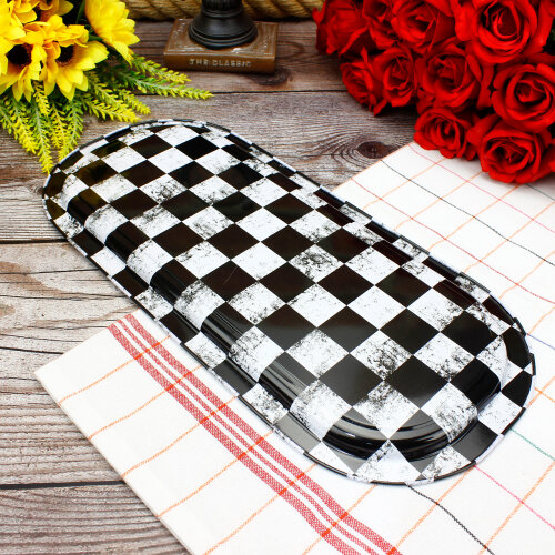 Dama Desenli Dekoratif Metal Tepsi 15x35 CM - Toptanalim (1)