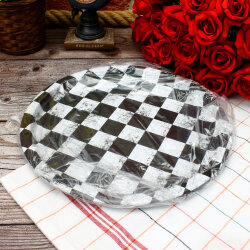 Dama Desenli Dekoratif Yuvarlak Metal Tepsi 28 CM - 3