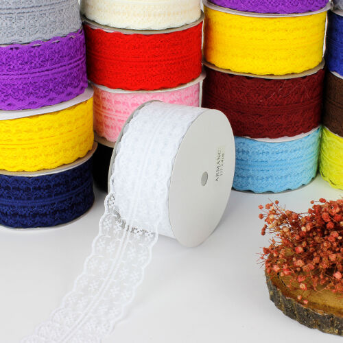 Dantel Şerit Kurdele 4CM Beyaz 25 metre - Kare Dekor