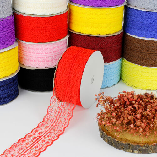 Dantel Şerit Kurdele 4CM Kırmızı 25 metre - Kare Dekor