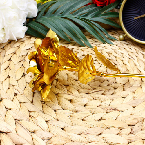 Dekoratif Metalik Mat Sonsuzluk Gülü Gold 23 CM - Toptanalim (1)