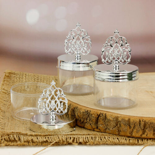 Dekoratif Osmanlı Model Gümüş Şapkalı Şekerlik 12'Li Paket - Kare Dekor