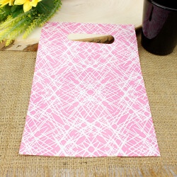 Desenli Hediyelik El Geçme Poşeti 17x25CM Pembe 50'li Paket - 1
