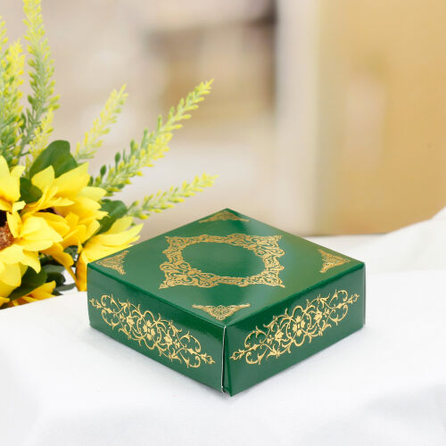 Desenli Koyu Yeşil Altlık 8x8x3 Cm - Kare Dekor (1)