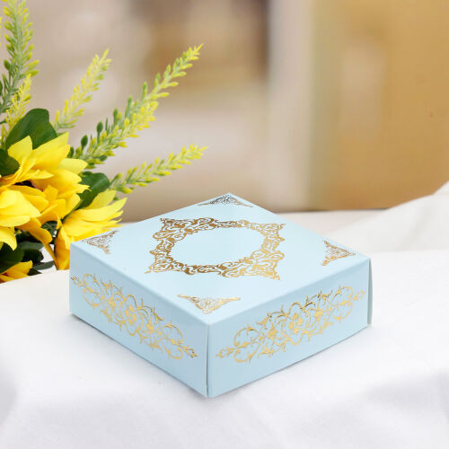 Desenli Mavi Altlık 8x8x3 Cm - Kare Dekor (1)