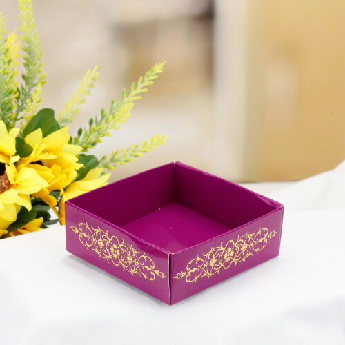 Desenli Mor Altlık 8x8x3 Cm - Kare Dekor