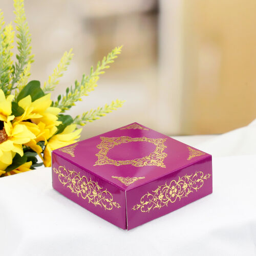 Desenli Mor Altlık 8x8x3 Cm - Kare Dekor (1)