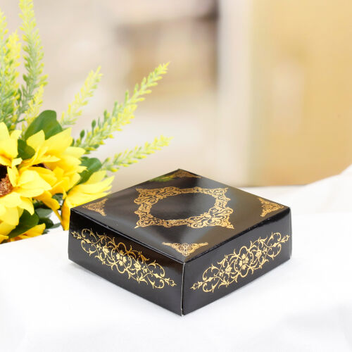 Desenli Siyah Altlık 8x8x3 Cm - Kare Dekor (1)
