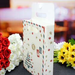 Desenli Yılbaşı Hediye Çantası Krem 25CM - 2