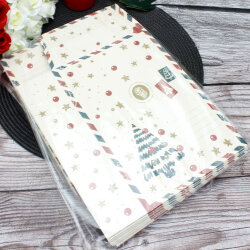 Desenli Yılbaşı Hediye Çantası Krem 25CM - 5