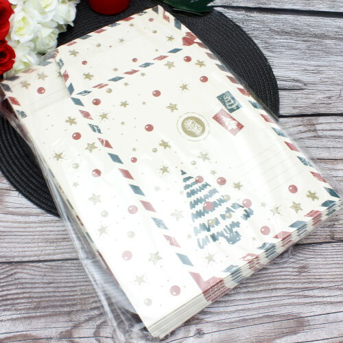 Desenli Yılbaşı Hediye Çantası Krem 25CM - 5