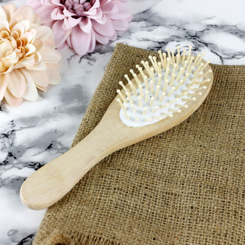 Doğal Bambu Dişli Şaç Fırçası Ahşap Tarak 6X22CM - Kare Dekor