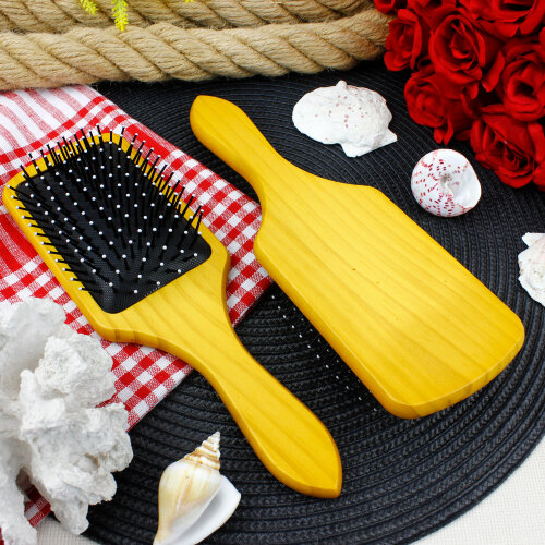 Doğal Bambu Dişli Saç Fırçası Ahşap Tarak Bambu Sarısı 25 CM - Toptanalim