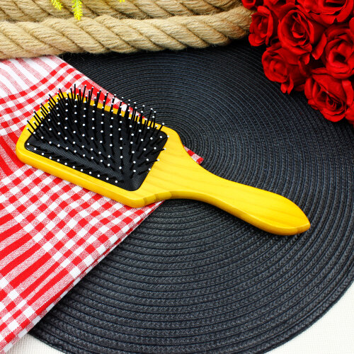 Doğal Bambu Dişli Saç Fırçası Ahşap Tarak Bambu Sarısı 25 CM - Toptanalim (1)