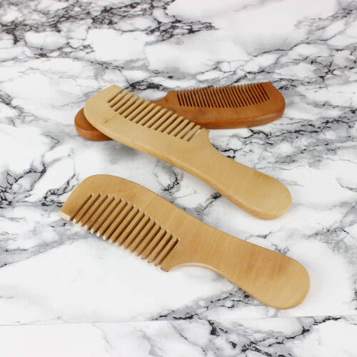 Doğal Bambu Düz Saplı Ahşap Tarak 17 CM - Kare Dekor
