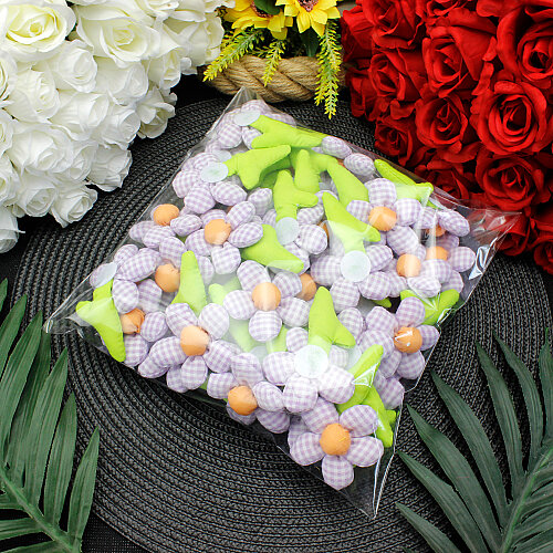 Dolgulu Ekose Papatya Çiçek Süs Lila 8 cm - 3