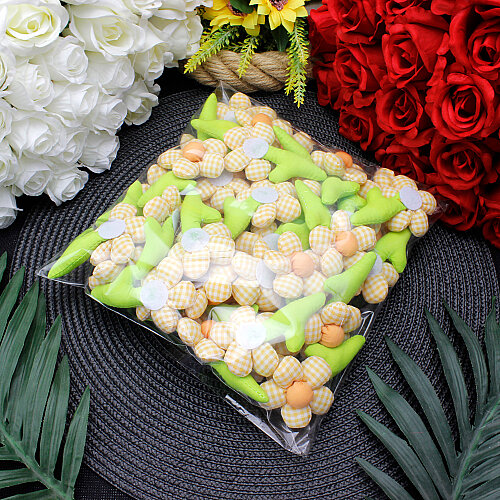 Dolgulu Ekose Papatya Çiçek Süs Sarı 8 cm - 3