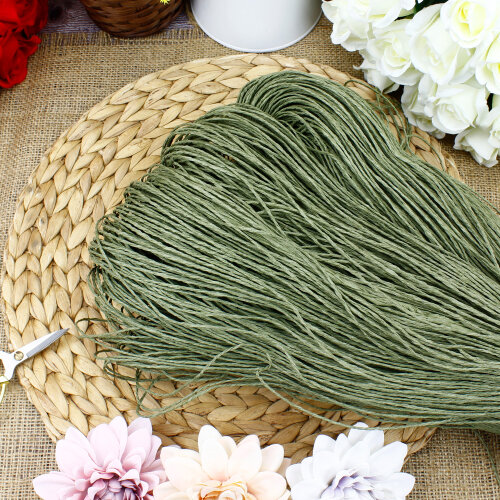 El İşi Kağıt İp Sarılmış Örülmeye Hazır 350 Gr (±50 Gr) Haki Yeşil Renk - Toptanalim